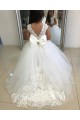 Tulle & Lace Bateau Neckline Chapel Train Sleeveless Flower Girl Dress Southampton