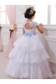 Tulle & Lace Sweetheart Chapel Train Cap Sleeves Flower Girl Dresses Southampton