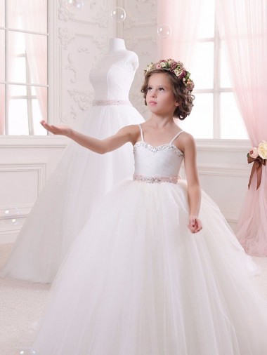 Tulle Sweetheart Chapel Train Sleeveless Flower Girl Dress Southampton