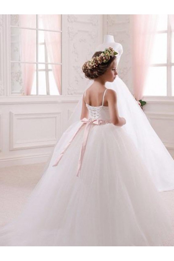 Tulle Sweetheart Chapel Train Sleeveless Flower Girl Dress Southampton