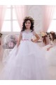 Tulle & Lace Sweetheart Short Sleeves Long Little Flower Girl Dress Southampton