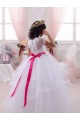 Tulle & Lace Sweetheart Short Sleeves Long Little Flower Girl Dress Southampton