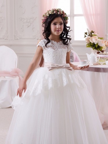 Tulle & Lace Sweetheart Long Sleeveless Flower Girl Dresses Southampton