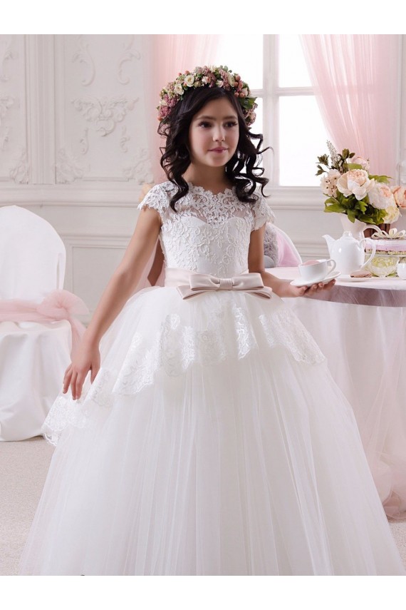 Tulle & Lace Sweetheart Long Sleeveless Flower Girl Dresses Southampton