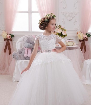 Tulle & Lace Sweetheart Long Sleeveless Flower Girl Dress Southampton
