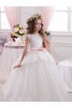 V-Back Tulle & Lace Sweetheart Chapel Train Sleeveless Flower Girl Dress for Wedding Southampton