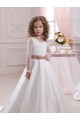 Satin & Lace V-Neck Chapel Train Long Sleeves Flower Girl Dress Southampton