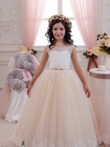 Tulle & Lace Sweetheart Long Sleeveless Flower Girl Dresses for Wedding Southampton