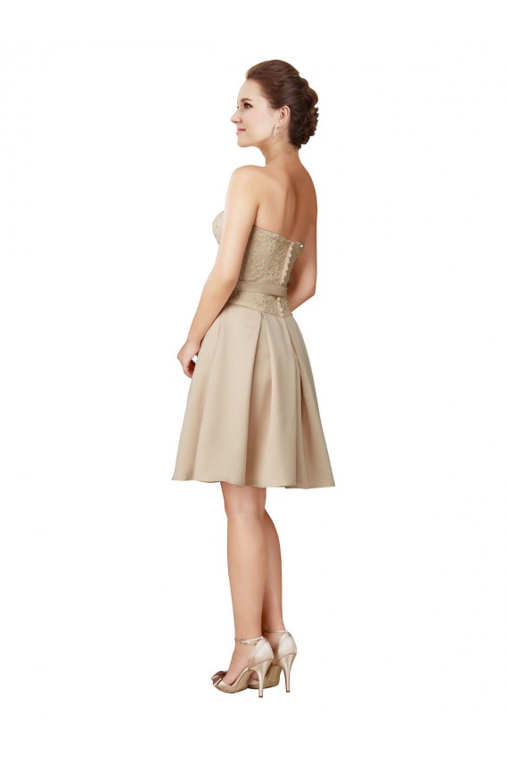 Satin & Lace Sweetheart Knee Length Sleeveless Bridesmaid Dress Southampton