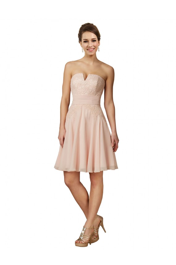 Soft Chiffon & Lace Sweetheart Knee Length Sleeveless Bridesmaid Dress Southampton