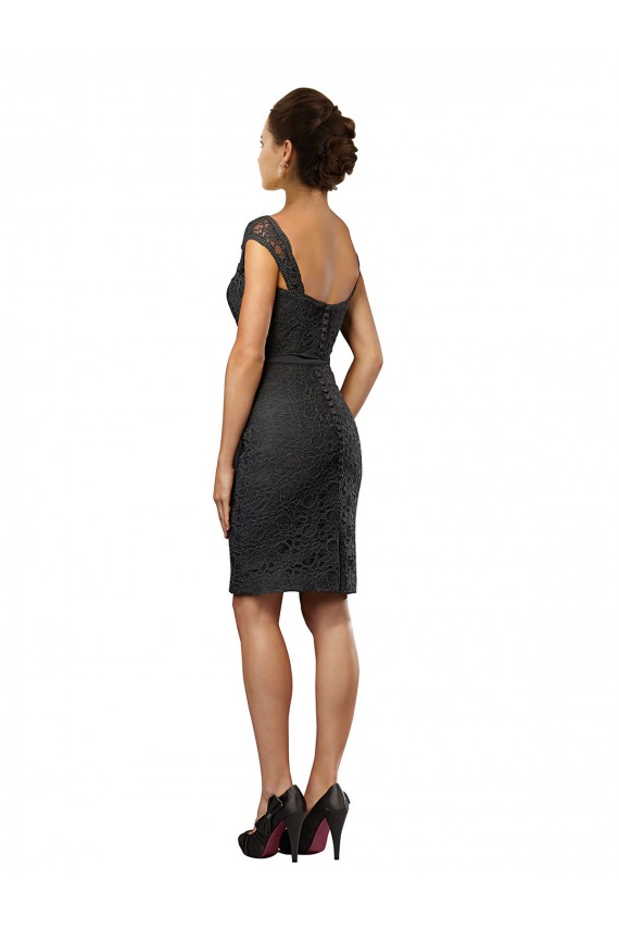 Soft Chiffon & Lace Off the Shoulder Knee Length Sleeveless Bridesmaid Dress Southampton