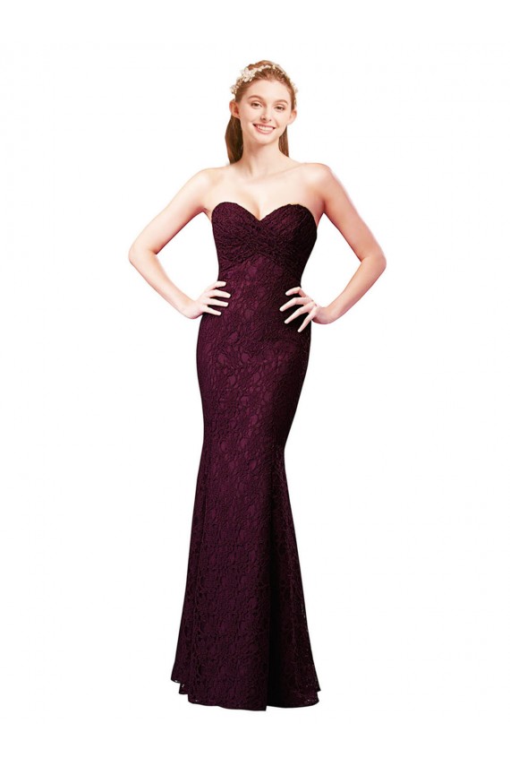 Grape Lace Sweetheart Long Sleeveless Bridesmaid Dress Southampton