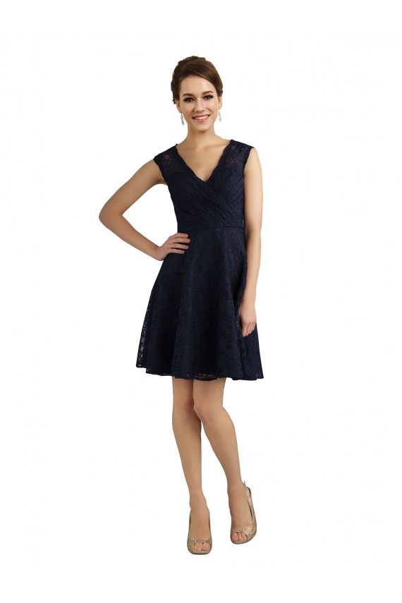 Lace V-Neck Knee Length Sleeveless Bridesmaid Dress / Evening Dress Southampton