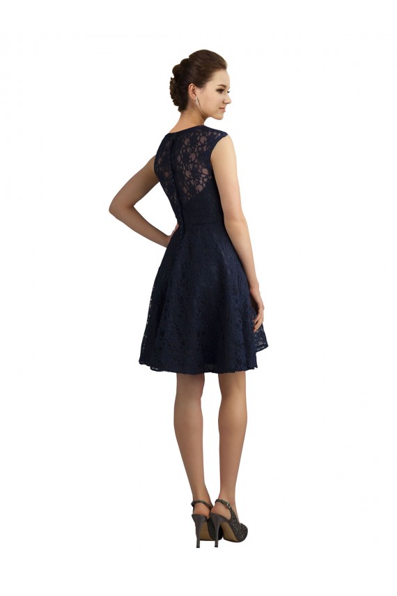 Lace V-Neck Knee Length Sleeveless Bridesmaid Dress / Evening Dress Southampton