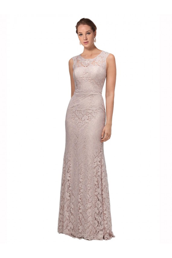 Lace Illusion Neck Long Sleeveless Prom Dress / Bridesmaid Dress Southampton