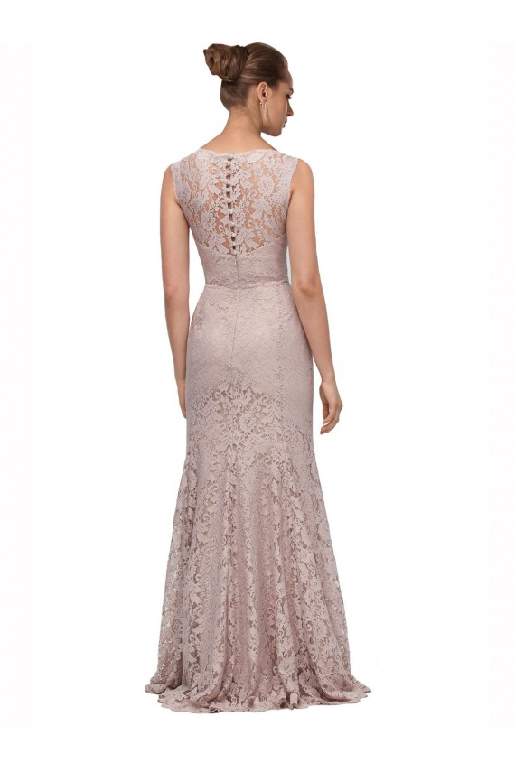Lace Illusion Neck Long Sleeveless Prom Dress / Bridesmaid Dress Southampton