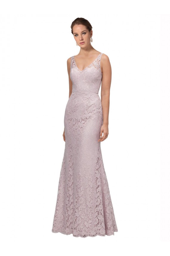 V-Back Lace V-Neck Long Sleeveless Formal Dress / Bridesmaid Dress Southampton