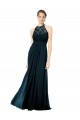 Keyhole Back Soft Chiffon & Lace Halter Neck Long Sleeveless Formal Dress / Bridesmaid Dress Southampton