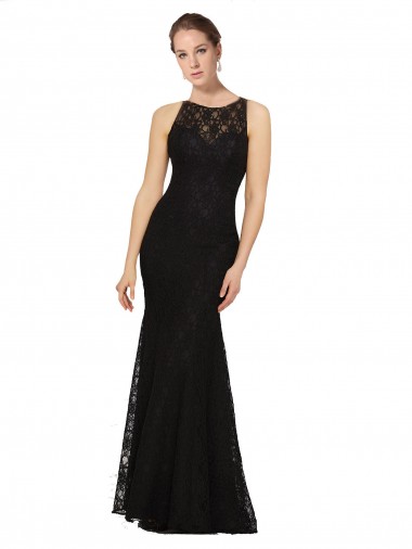 Open Back Lace Jewel Neck Long Sleeveless Bridesmaid Dress Southampton