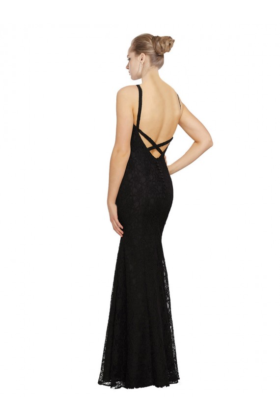 Open Back Lace Jewel Neck Long Sleeveless Bridesmaid Dress Southampton