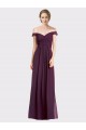 Low Back Grape Soft Chiffon & Lace Off the Shoulder Long Sleeveless Bridesmaid Dress Southampton