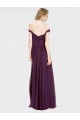 Low Back Grape Soft Chiffon & Lace Off the Shoulder Long Sleeveless Bridesmaid Dress Southampton
