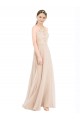 Keyhole Back Soft Chiffon & Lace Halter Neck Long Sleeveless Prom Dress / Bridesmaid Dress Southampton