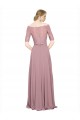 Soft Chiffon & Lace Off the Shoulder Short Sleeves Long Prom Dress / Bridesmaid Dress Southampton
