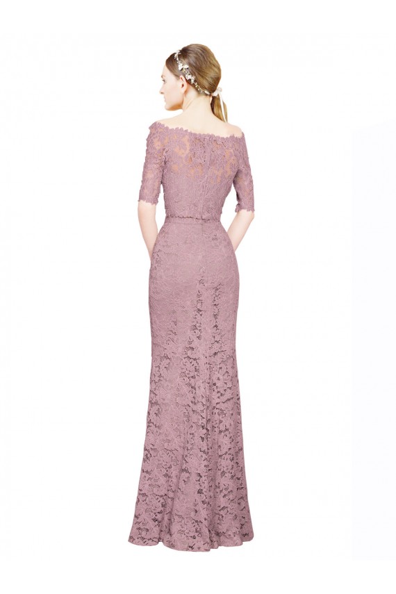 Lace Off the Shoulder Short Sleeves Long Prom Dress / Bridesmaid Dress Southampton