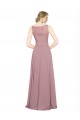 Soft Chiffon & Lace Illusion Neck Long Sleeveless Black Tie Prom Dress / Bridesmaid Dress Southampton