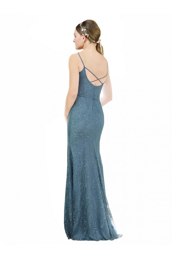 Open Back Lace Spaghetti Straps Long Sleeveless Bridesmaid Dress Southampton