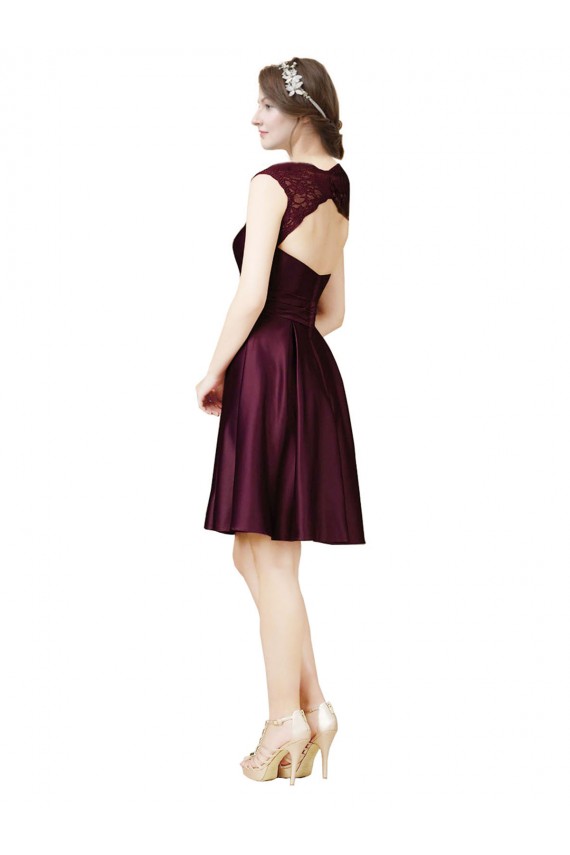 Open Back Satin & Lace Square Neck Knee Length Sleeveless Bridesmaid Dress Southampton
