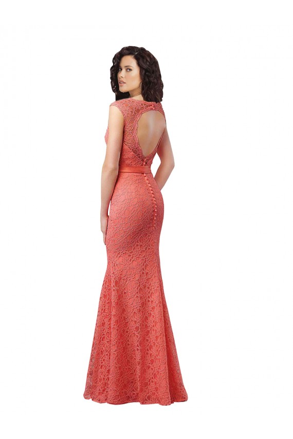 Open Back Lace V-Neck Long Sleeveless Bridesmaid Dress Southampton