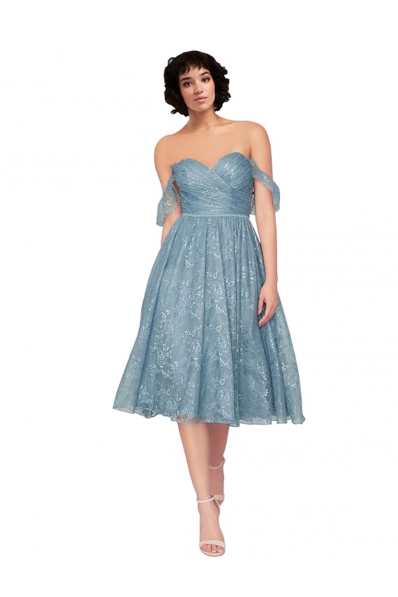Keyhole Back Lace Off the Shoulder Knee Length Sleeveless Bridesmaid Dress Southampton