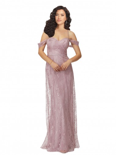 Keyhole Back Lace Off the Shoulder Long Sleeveless Bridesmaid Dress Southampton