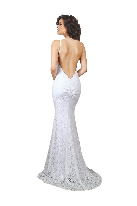 Open Back White Lace High Neck Sweep Train Sleeveless Wedding Dress Southampton