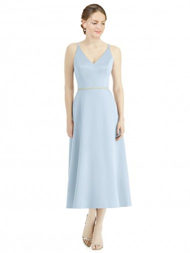 Satin V-Neck Tea Length Sleeveless Bridesmaid Dress Southampton