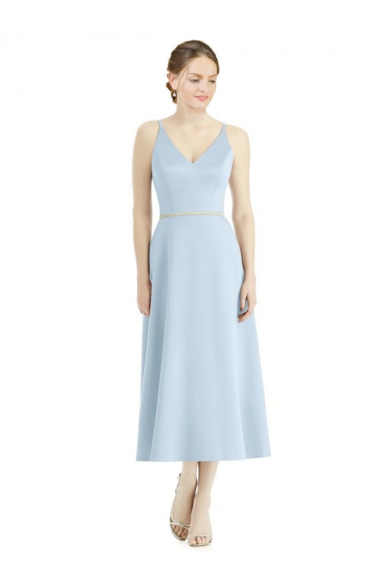 Satin V-Neck Tea Length Sleeveless Bridesmaid Dress Southampton