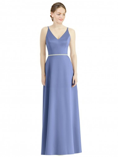 Satin Spaghetti Straps Long Sleeveless Bridesmaid Dress Southampton