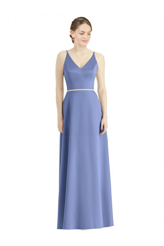 Satin Spaghetti Straps Long Sleeveless Bridesmaid Dress Southampton