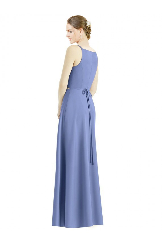 Satin Spaghetti Straps Long Sleeveless Bridesmaid Dress Southampton
