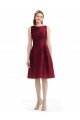 Satin Bateau Neck Knee Length Sleeveless Bridesmaid Gown Southampton