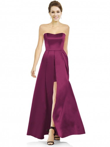 Merlot Satin Strapless Long Sleeveless Bridesmaid Dress Southampton