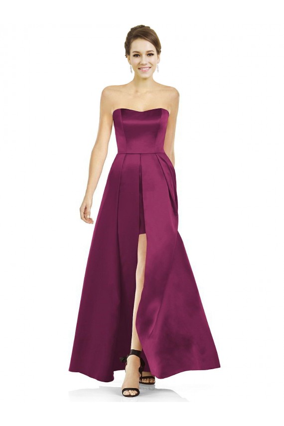 Merlot Satin Strapless Long Sleeveless Bridesmaid Dress Southampton