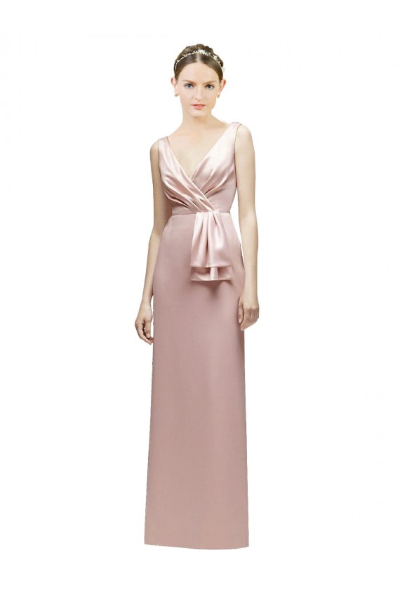 V-Back Satin V-Neck Long Sleeveless Bridesmaid Dress Southampton