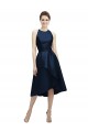 Satin Halter Neck Tea Length Sleeveless High Low Bridesmaid Dress Southampton