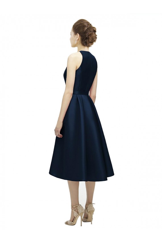 Satin Halter Neck Tea Length Sleeveless High Low Bridesmaid Dress Southampton