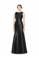 Keyhole Back Black Satin High Neck Long Sleeveless Bridesmaid Dress Southampton