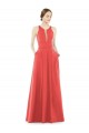 Firecracker Satin Jewel Neck Long Sleeveless Bridesmaid Dress Southampton