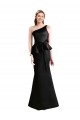 Black Satin One Shoulder Long Sleeveless Bridesmaid Dress Southampton